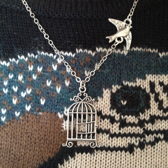 Necklace With A Pendant Bird Cage With Mirror On The Reverse 80cm Made With  Acrylic & Crystal Glass - JOE COOL Shop